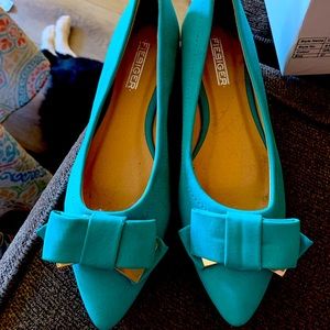 Green/Aqua flats never worn.